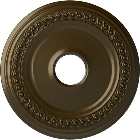 Ekena Millwork Classic Ceiling Medallion (Fits Canopies up to 12 3/4"), Hnd-Painted Brass, 18 5/8"OD 4"ID x 1 1/8"P CM19CLBRS